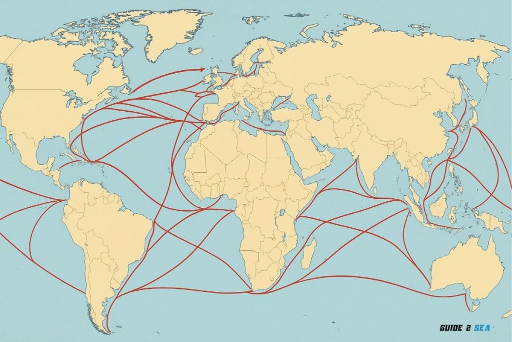 Image- Shipping Routes of the World. Guide2Sea.com Image Property