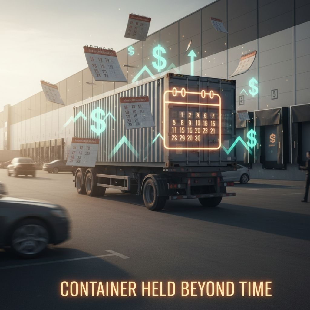 Detention is charged when containers are not returned on time after delivery.